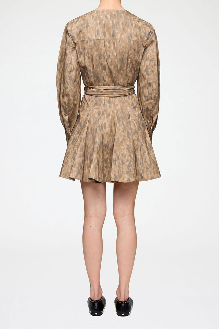 Shirt Dress in Stretch Cotton - Brown Print
