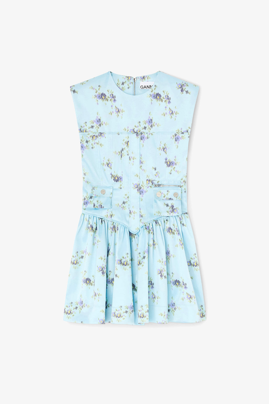 printed satin mini dress Promesa Pine Floral Print Satin Open Back Mini Dress