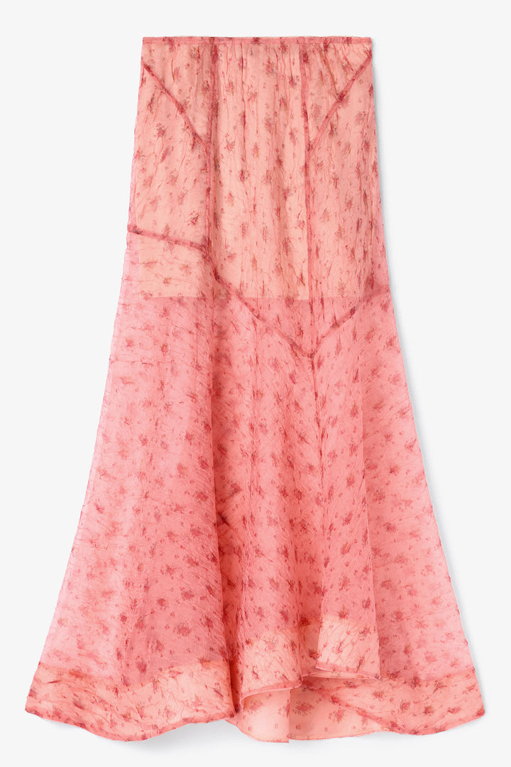 Skirt in Printed Shibori Organza - Peach
