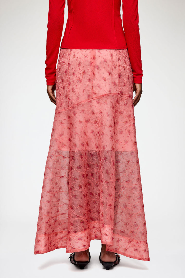 Skirt in Printed Shibori Organza - Peach