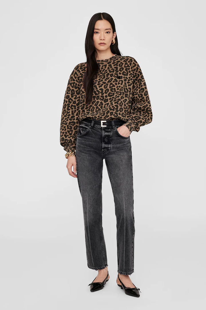 Miles Sweatshirt - Black/Brown Leopard