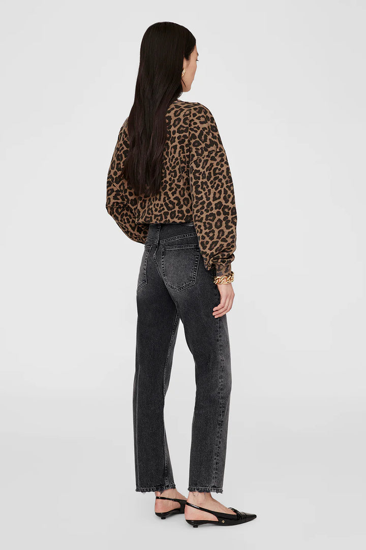 Miles Sweatshirt - Black/Brown Leopard