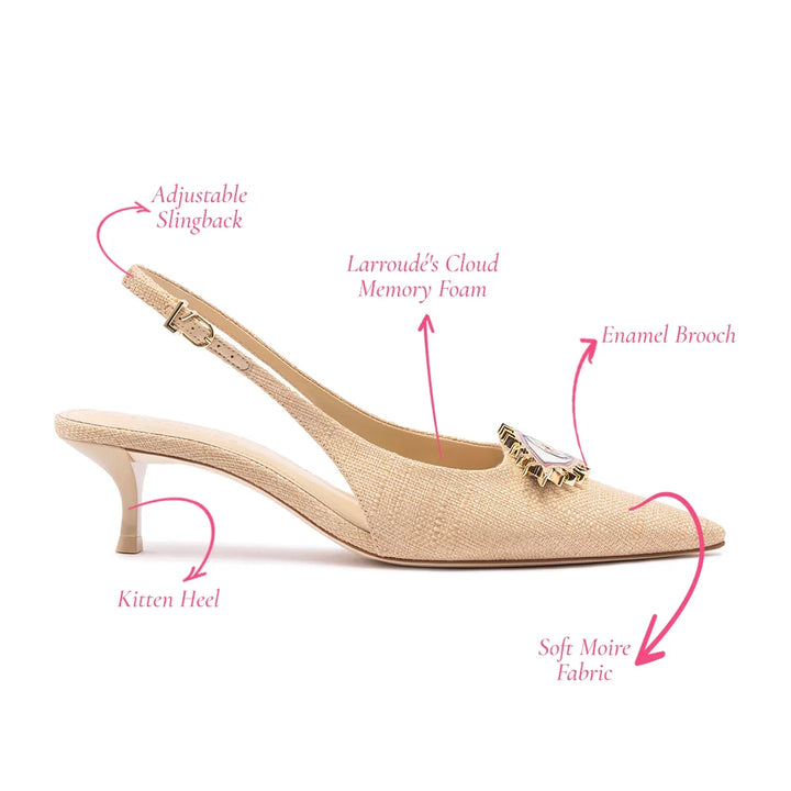 Larroudé x Libertine Eye Pump Low - Beige Raffia