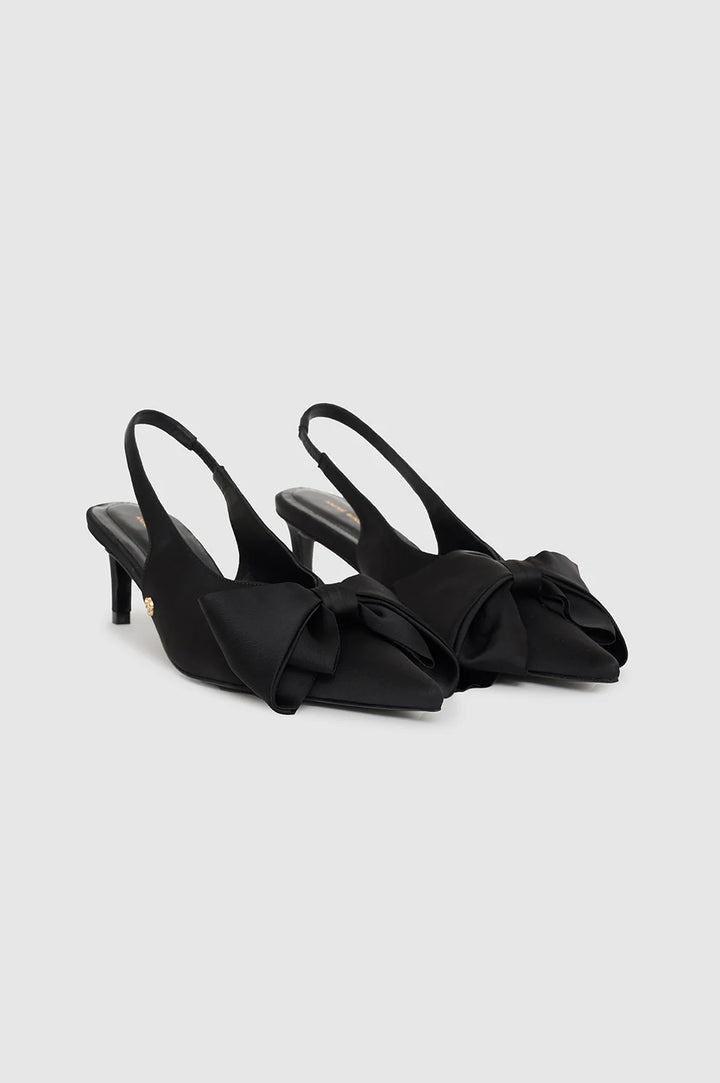 NINA HEELS WITH BOW - Black