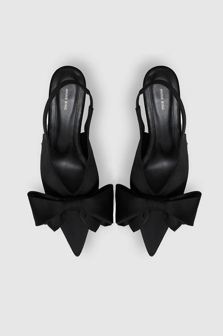 NINA HEELS WITH BOW - Black
