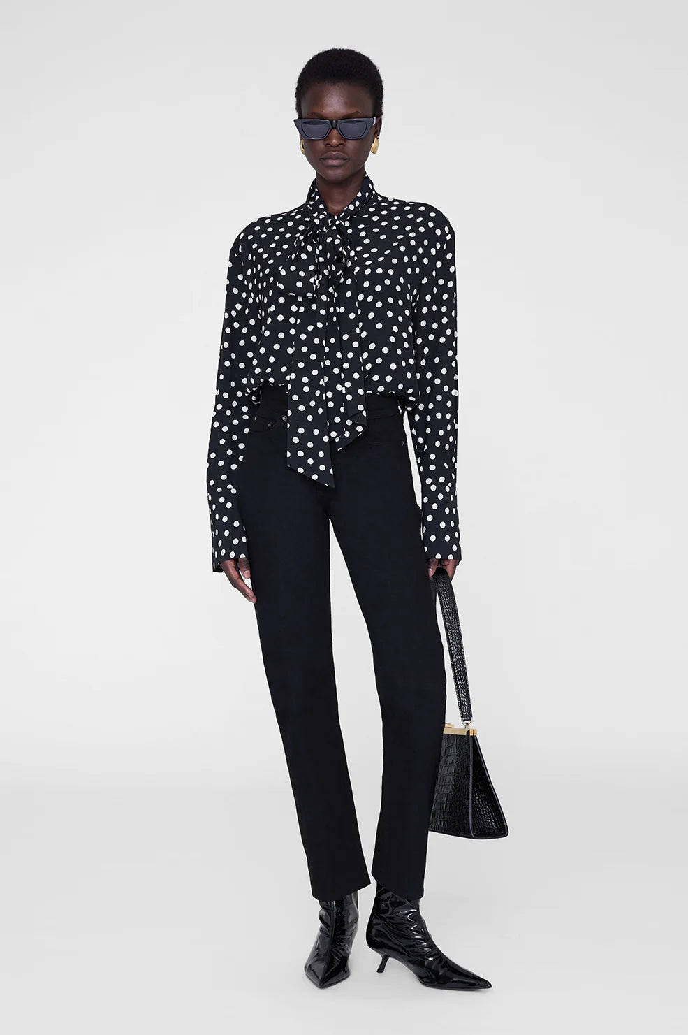 Ruby Shirt - Black and White Double Dot Jacquard