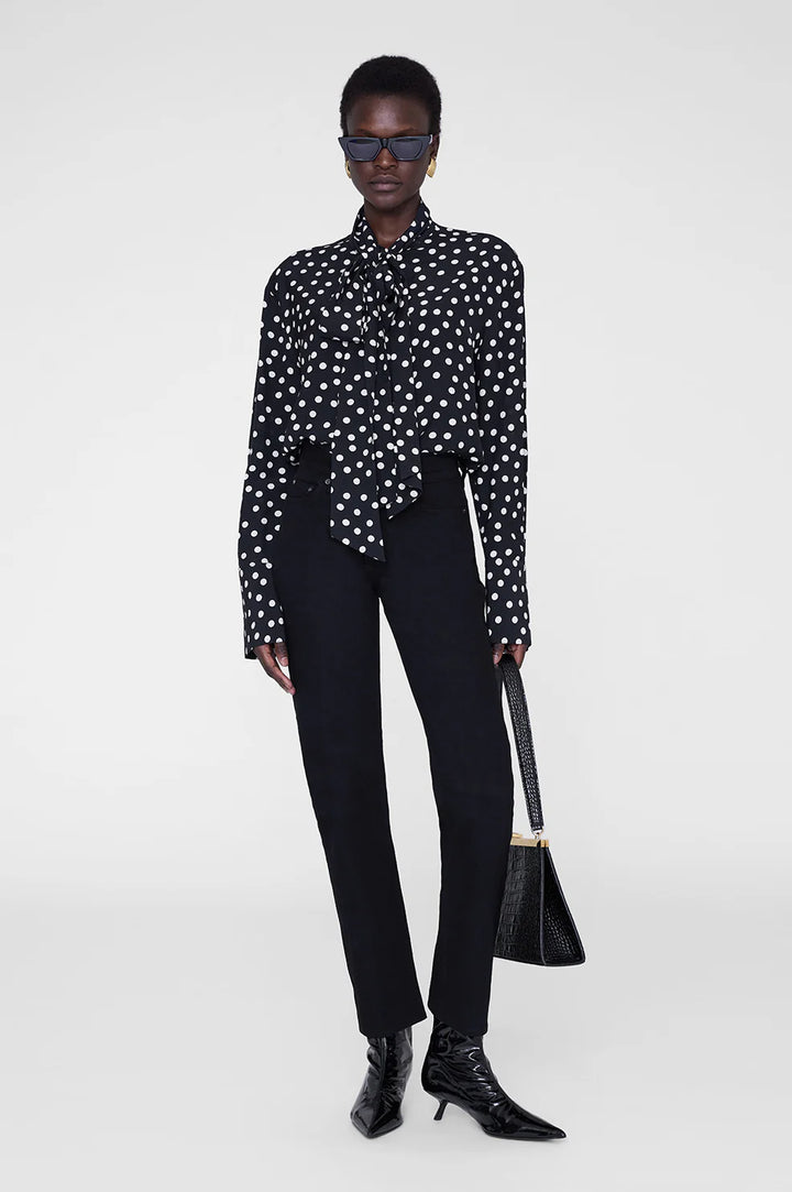 Ruby Shirt - Black and White Double Dot Jacquard