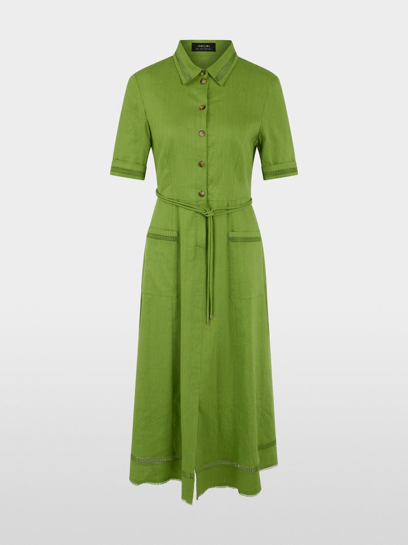 Linen blend Midi Dress - Medium Green