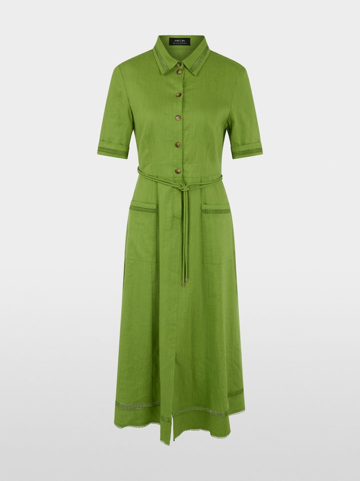 Linen blend Midi Dress - Medium Green