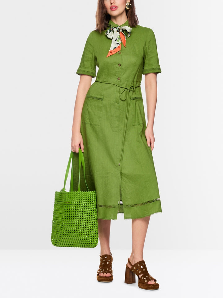 Linen blend Midi Dress - Medium Green