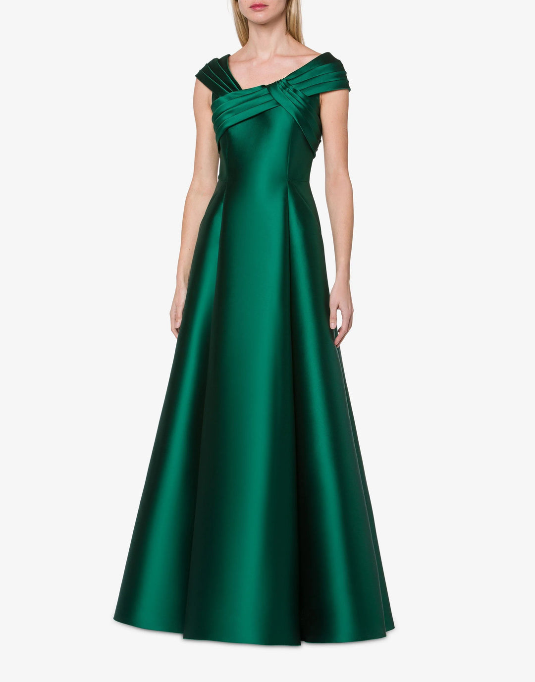 MIKADO DRESS WITH PLEATS - Dark Green