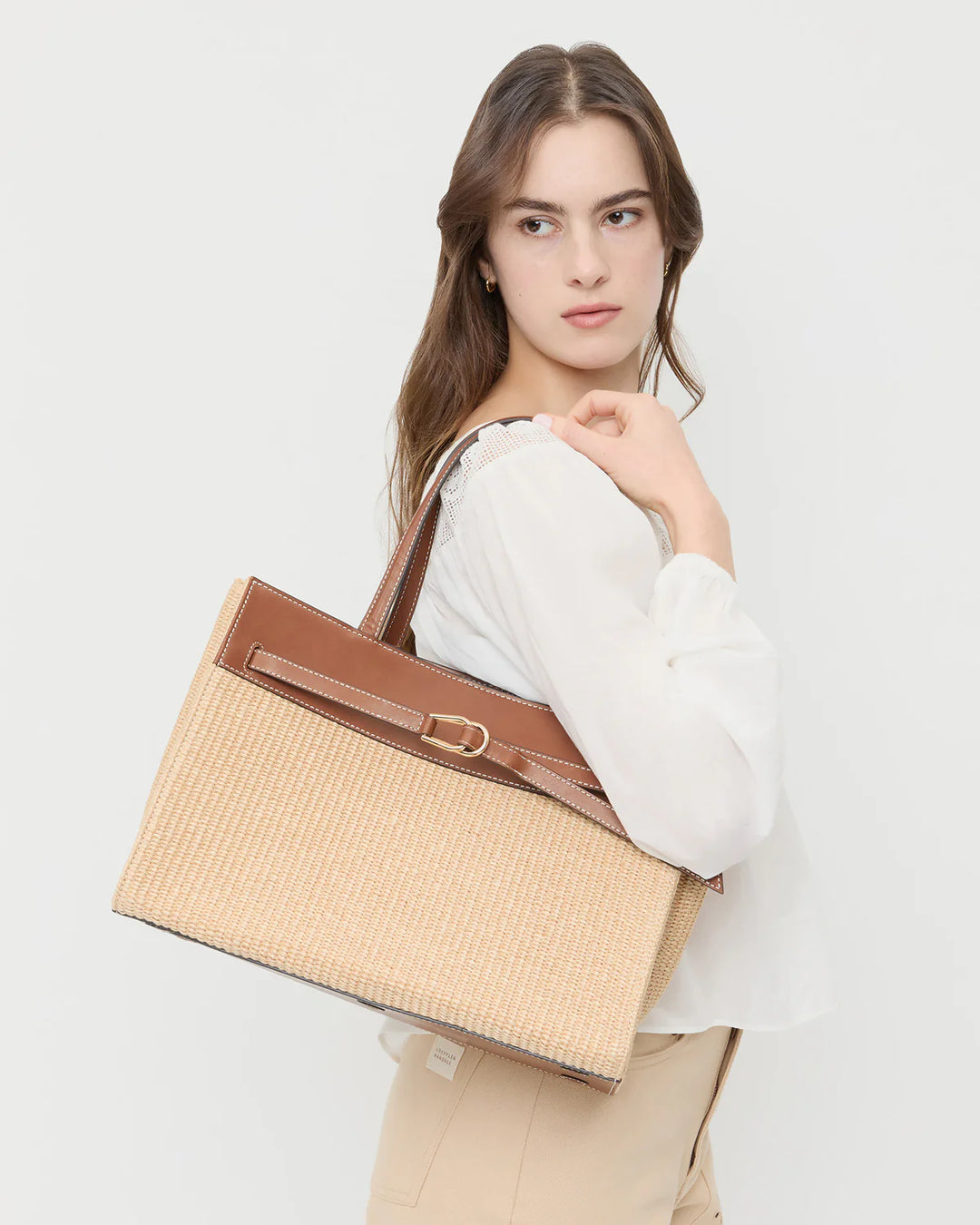 Aidan Natural Straw Work Tote - Rattan