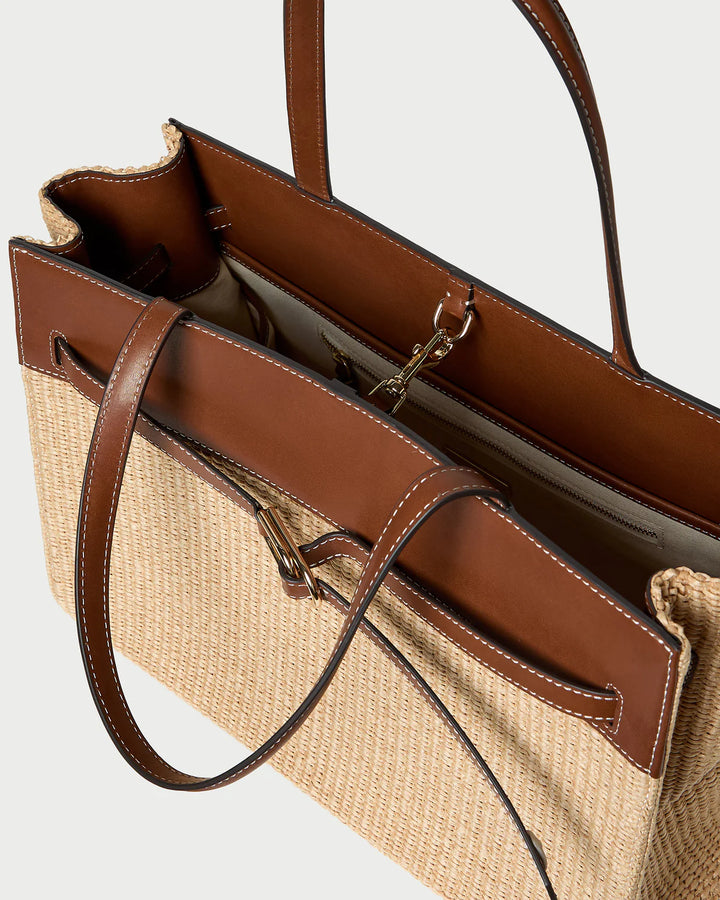 Aidan Natural Straw Work Tote - Rattan