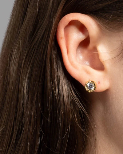 Asterales Molten Bezel Stud Earring - Gold