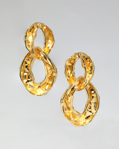 Brut Gold Double Link Post Earring