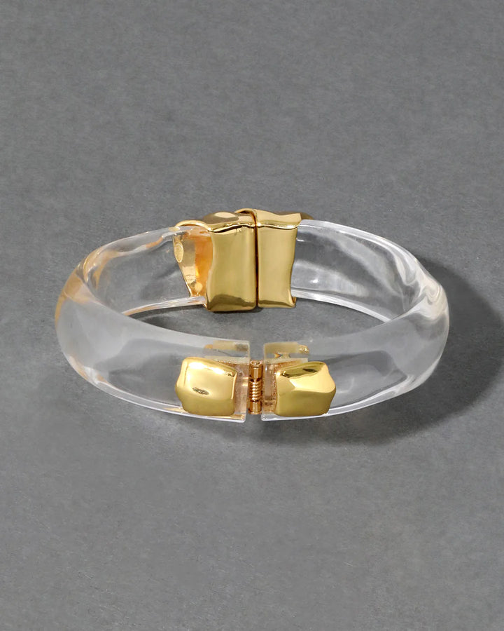 Molten Gold Lucite Hinge Bracelet - Clear