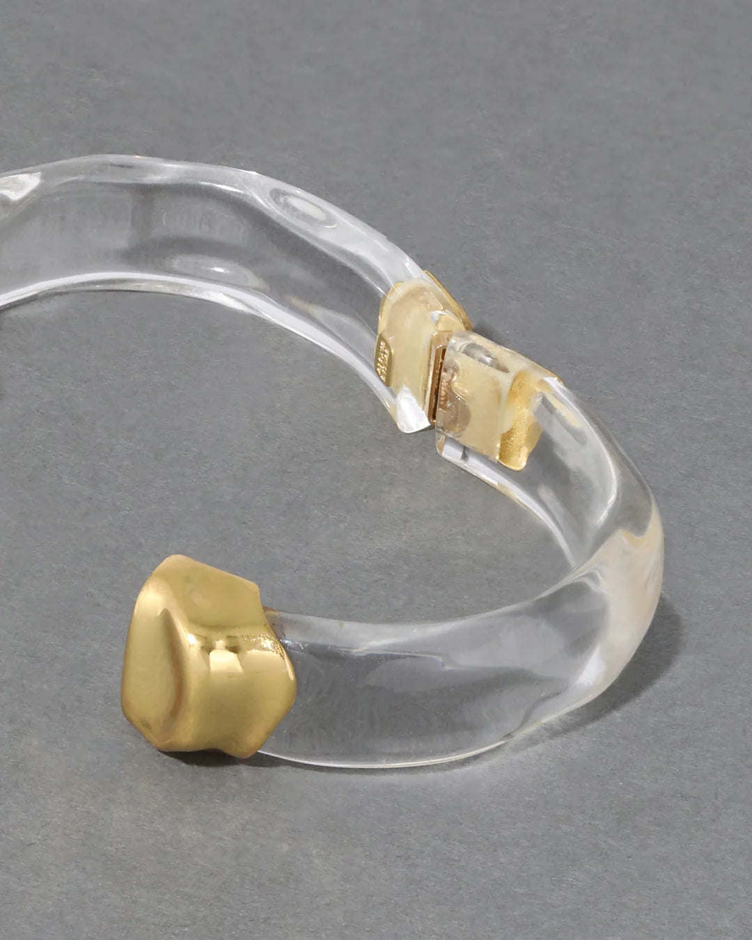 Molten Gold Lucite Hinge Bracelet - Clear