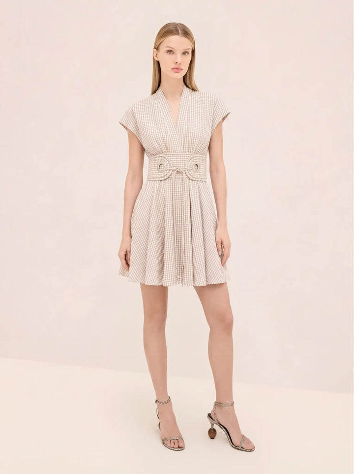 Alizee gingham mini dress - Tan
