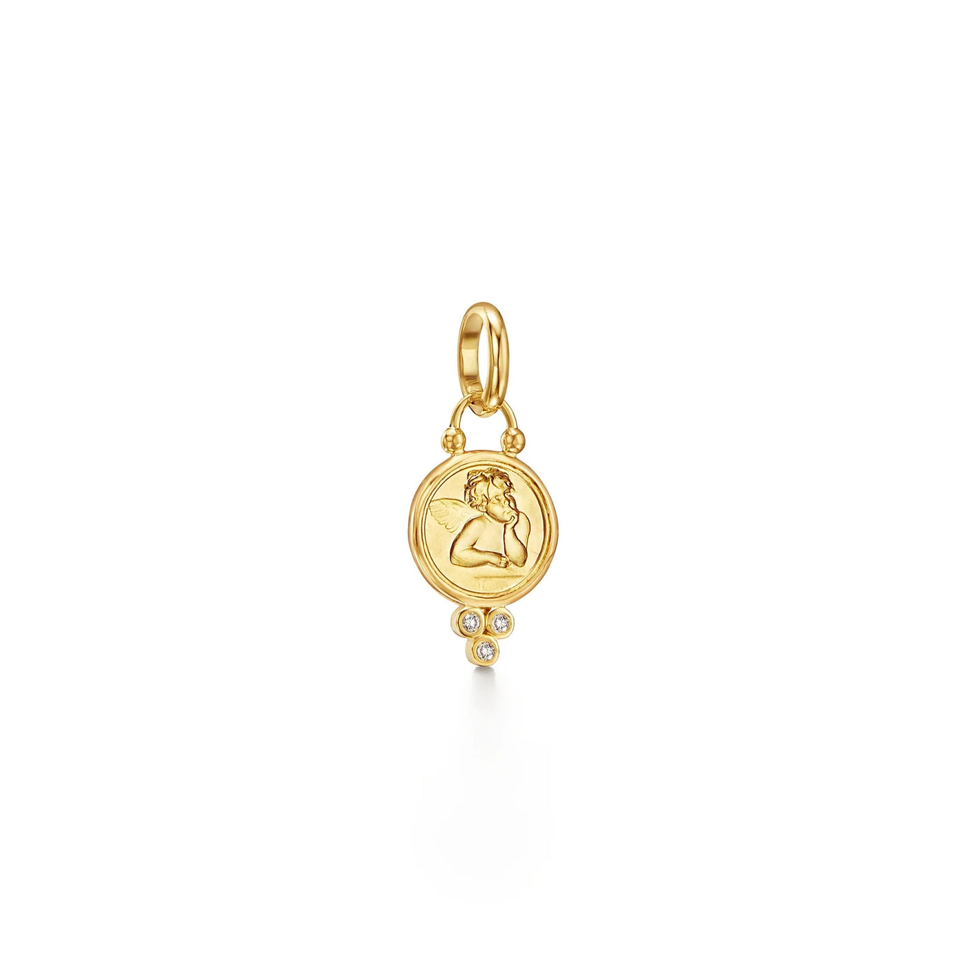 18K Small Diamond Angel Pendant