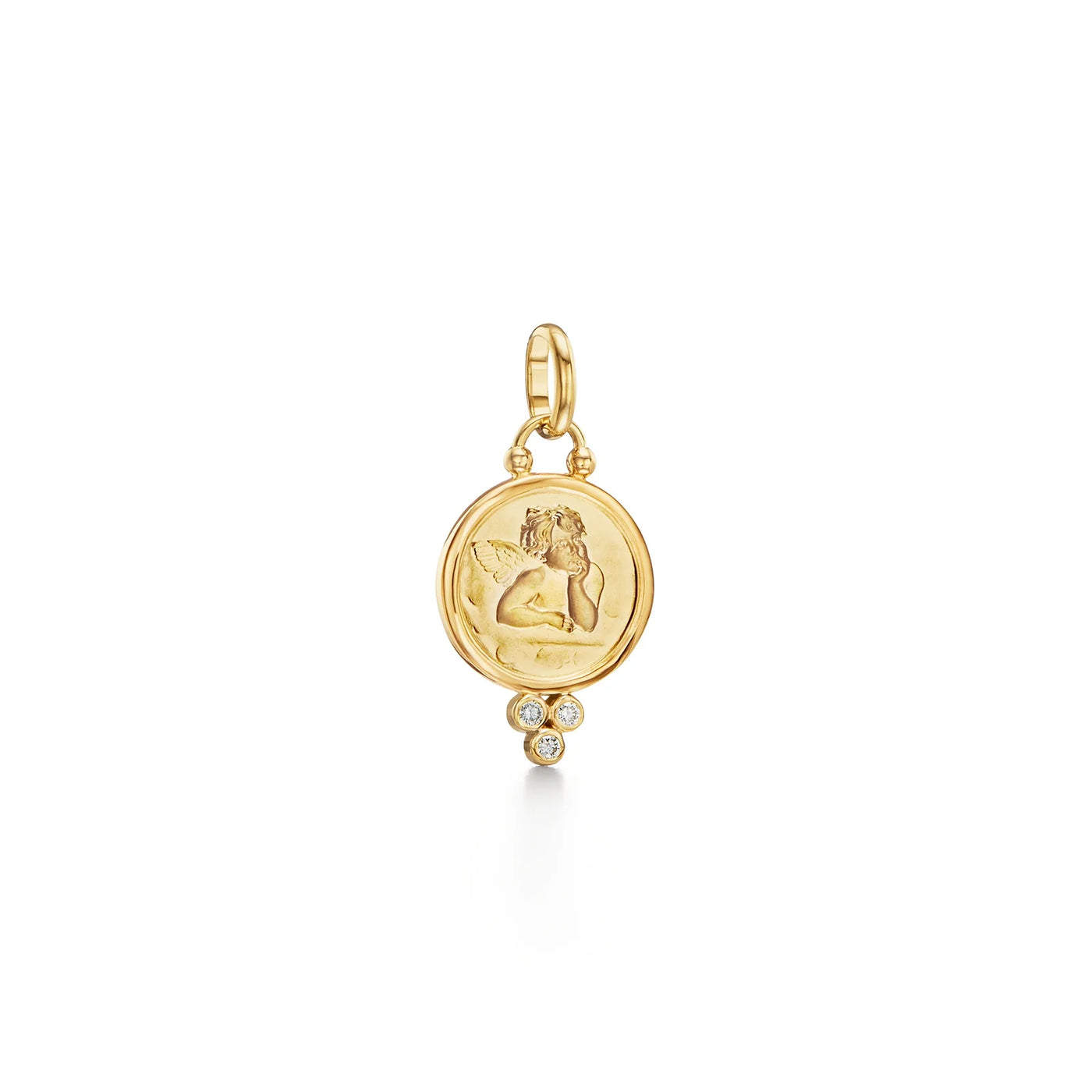 18K Medium Diamond Angel Pendant