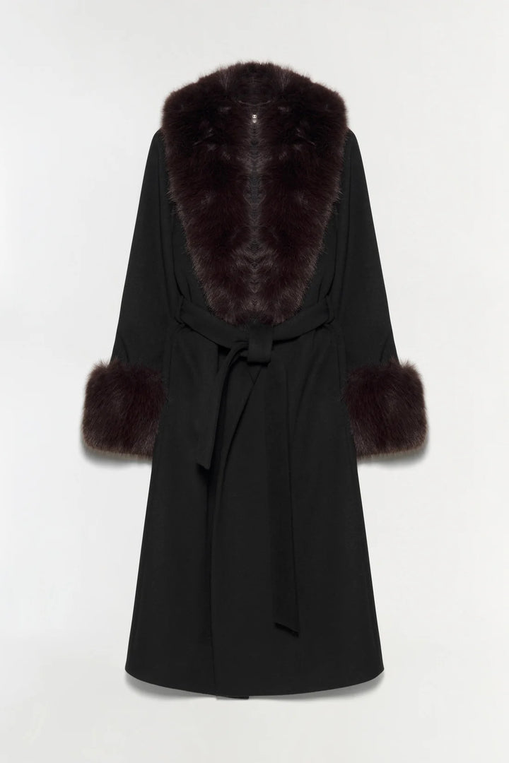Kinsley Belted Long Coat - Black Multi