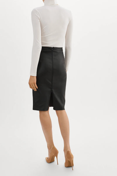 AVANA Leather Pencil Skirt - Black