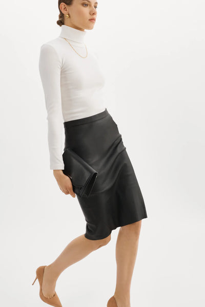 AVANA Leather Pencil Skirt - Black
