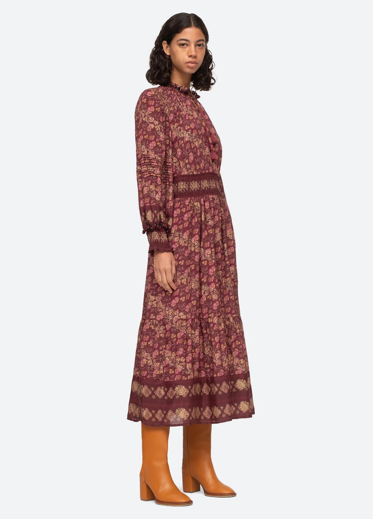 Giulia Longsleeve Dress - Maroon