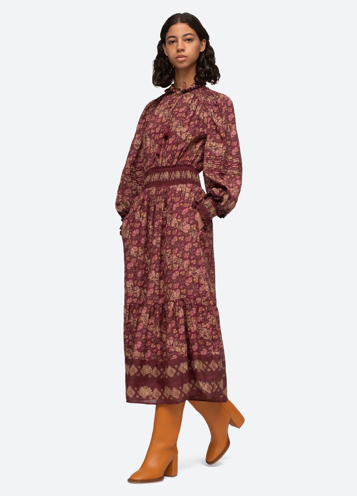 Giulia Longsleeve Dress - Maroon