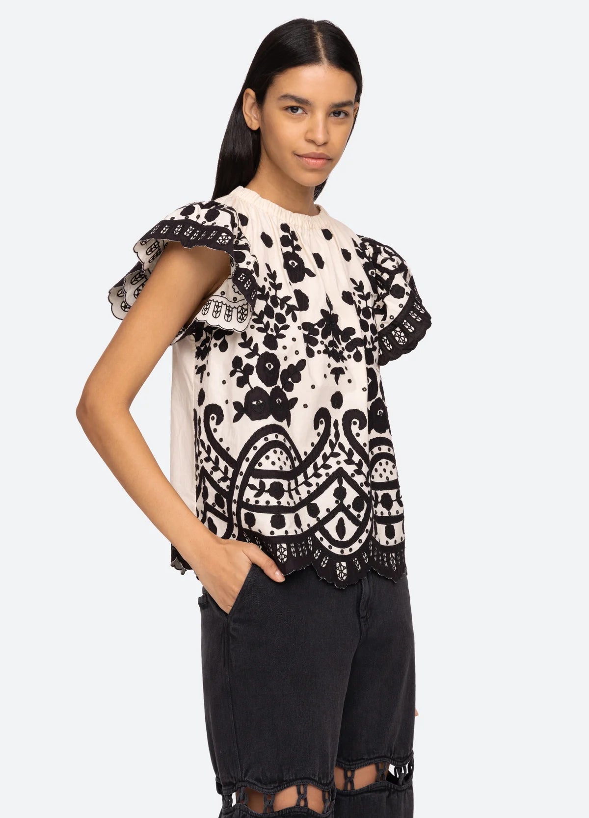 Joelle Top - Cream/Black