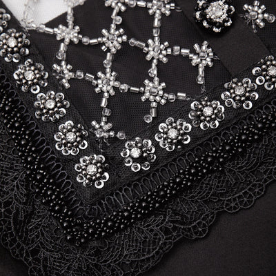 Crepe Embellished Tunic Dress - Black