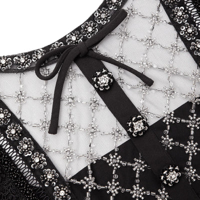 Crepe Embellished Tunic Dress - Black