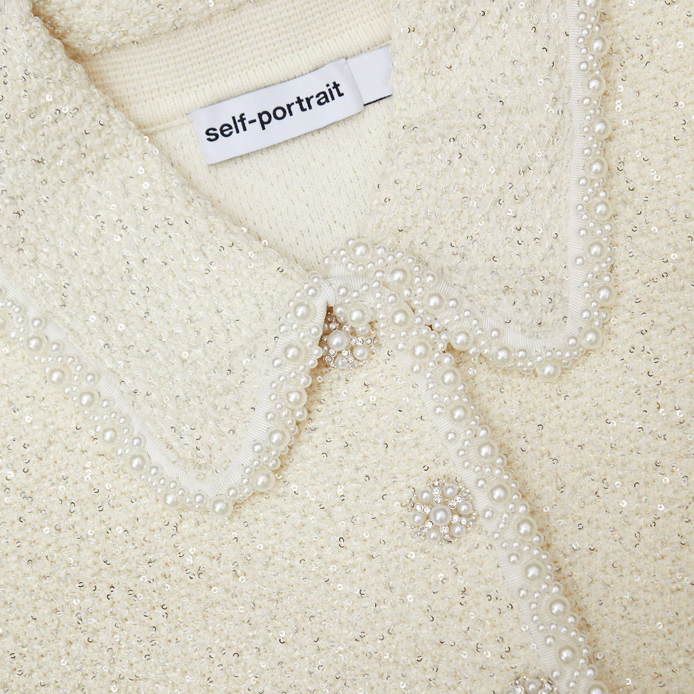 Sequin Knit Pearl Cardigan - Cream