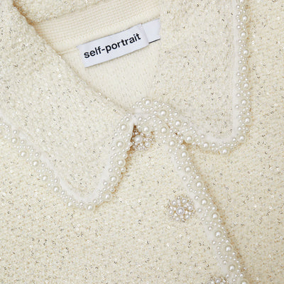 Sequin Knit Pearl Cardigan - Cream