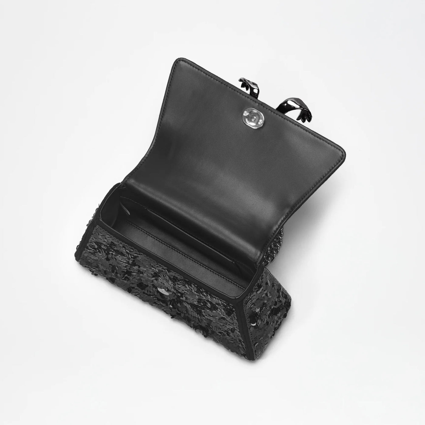 Sequin Bow Mini Shoulder Bag - Black