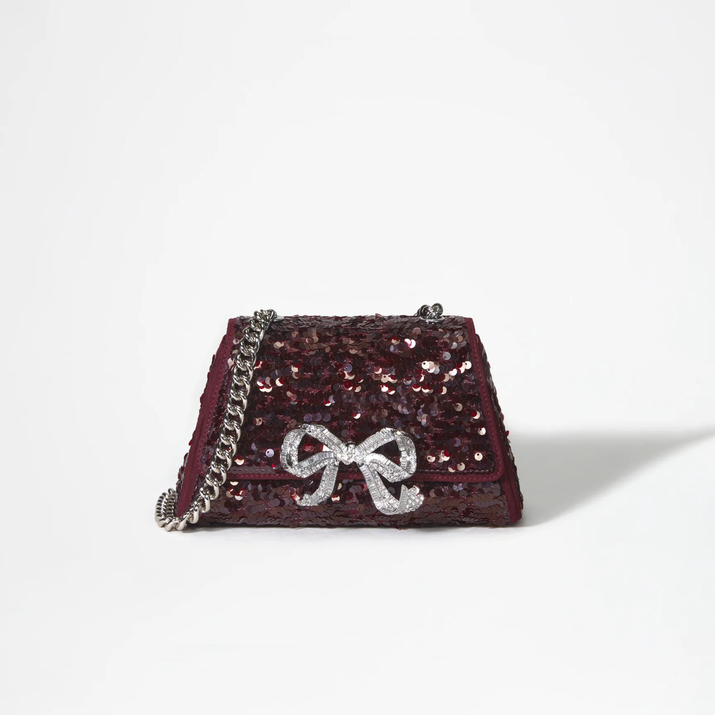 Sequin Bow Mini Shoulder Bag - Red