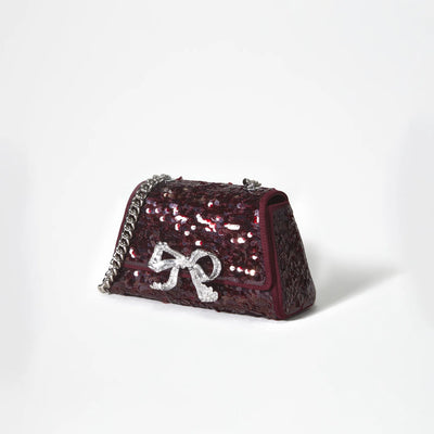 Sequin Bow Mini Shoulder Bag - Red