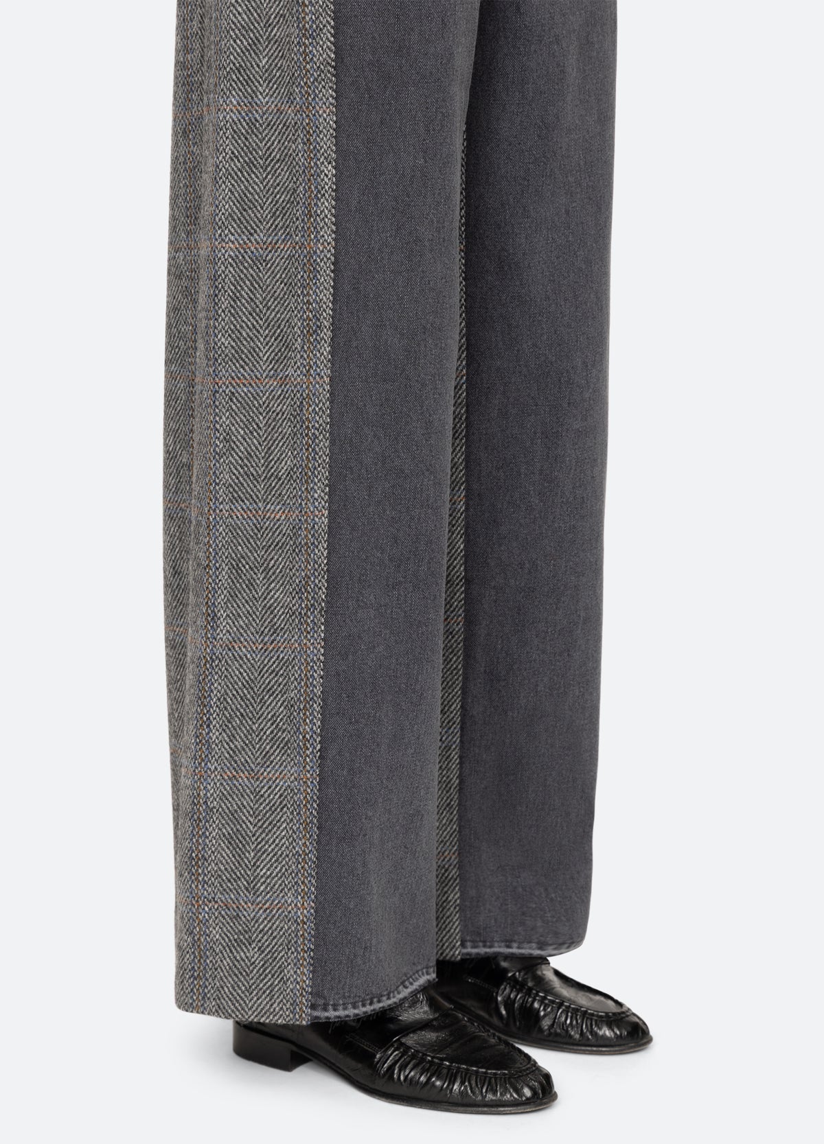 ELENI DENIM COMBO PANT - Grey
