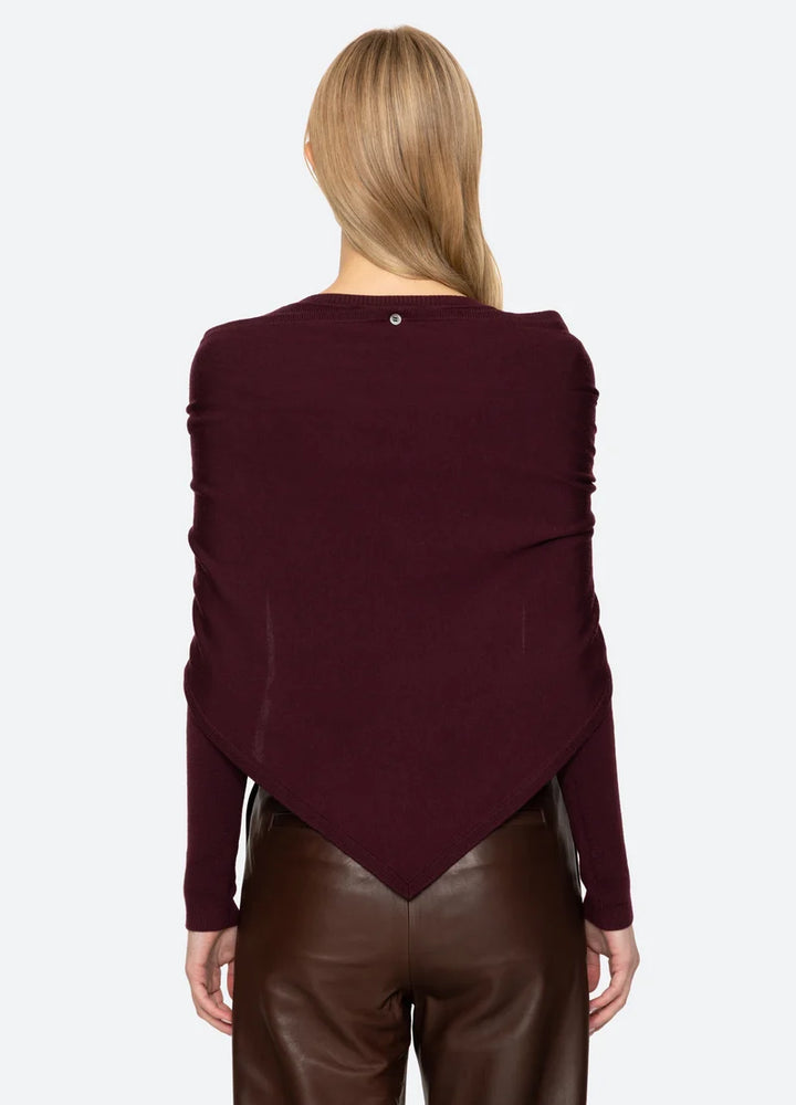 Jane Henley Sweater with Scarf - Garnet