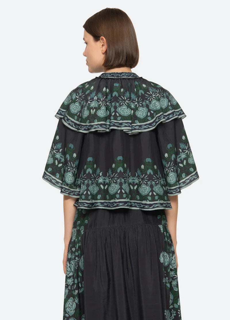Tulla Print Short Sleeve Top - Blue Multi