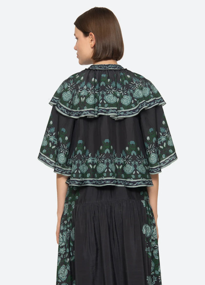 Tulla Print Short Sleeve Top - Blue Multi
