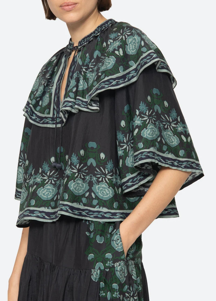 Tulla Print Short Sleeve Top - Blue Multi