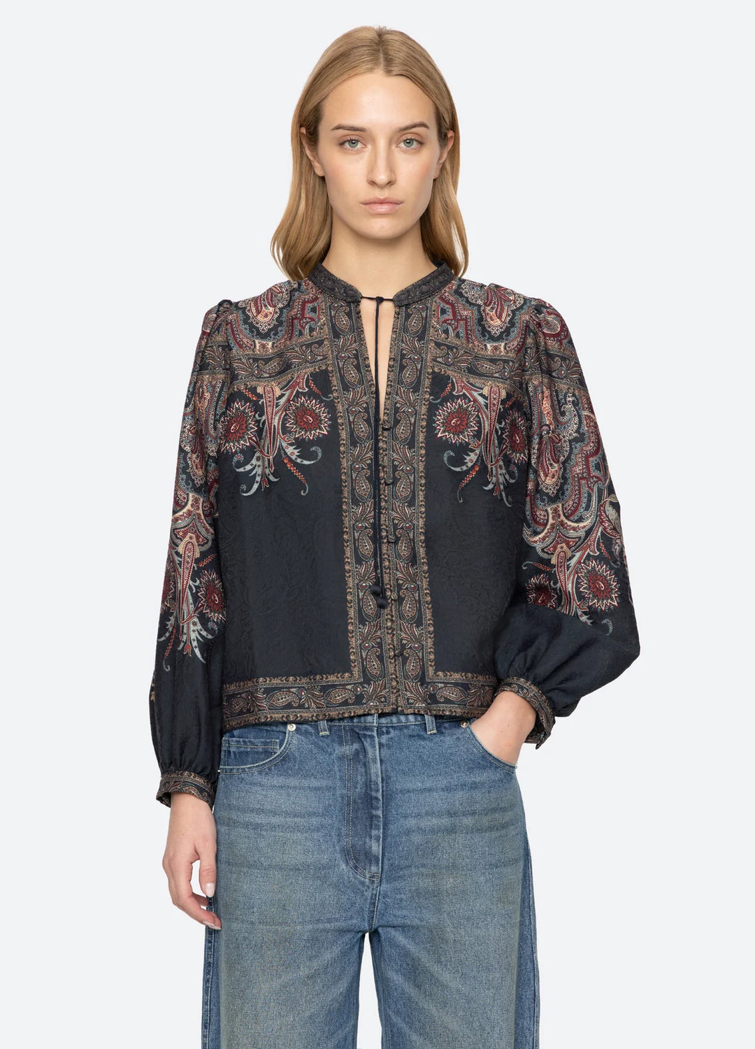Hyacinth Top - Navy Print