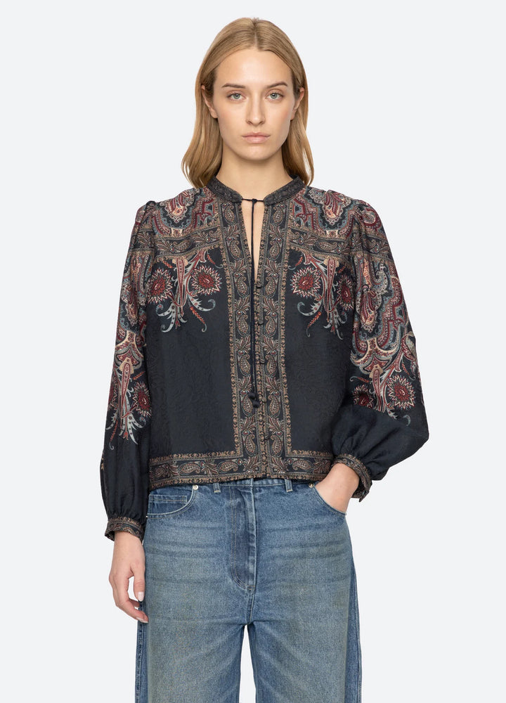 Hyacinth Top - Navy Print