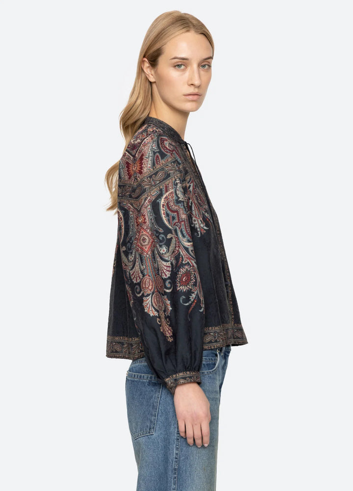 Hyacinth Top - Navy Print