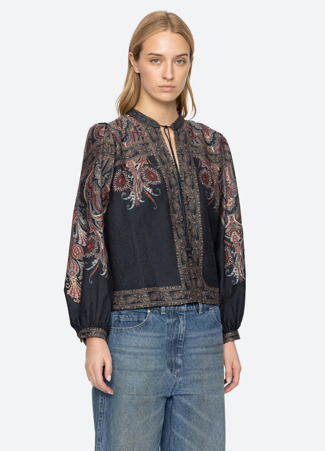 Hyacinth Top - Navy Print