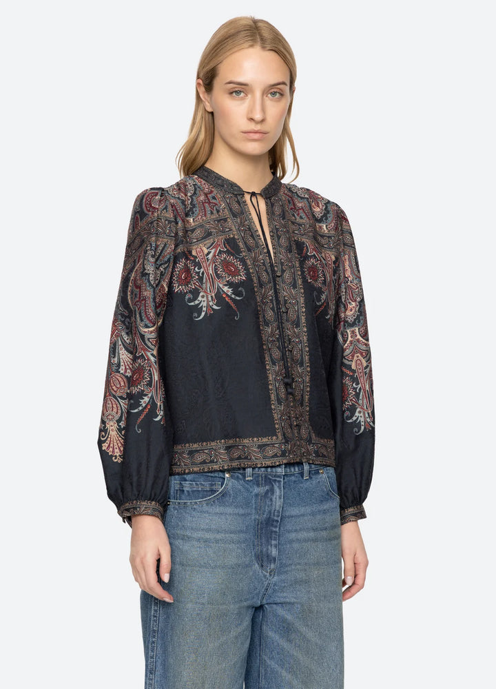 Hyacinth Top - Navy Print
