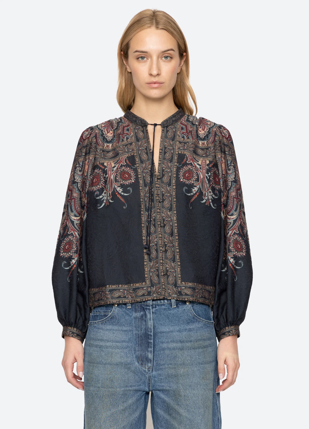 Hyacinth Top - Navy Print