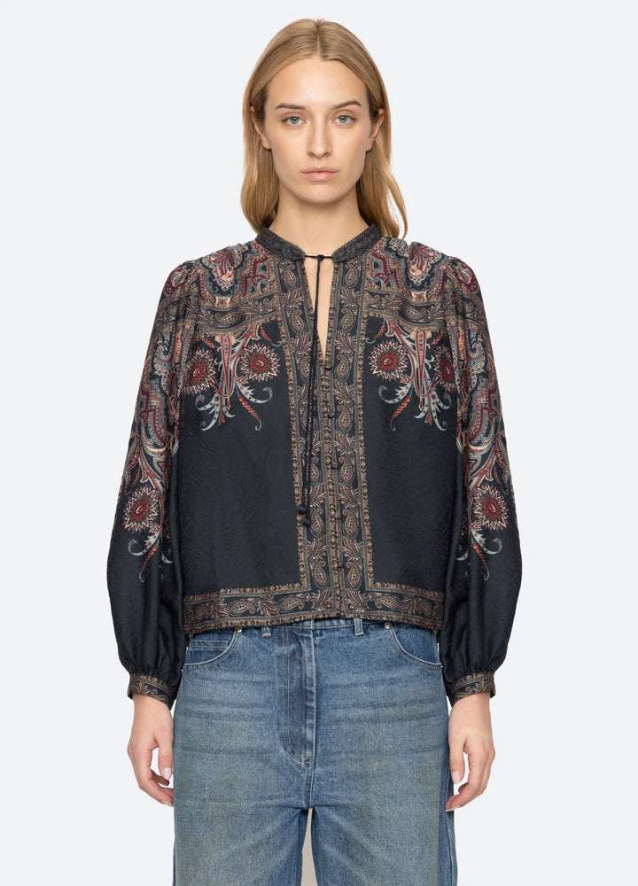Hyacinth Top - Navy Print