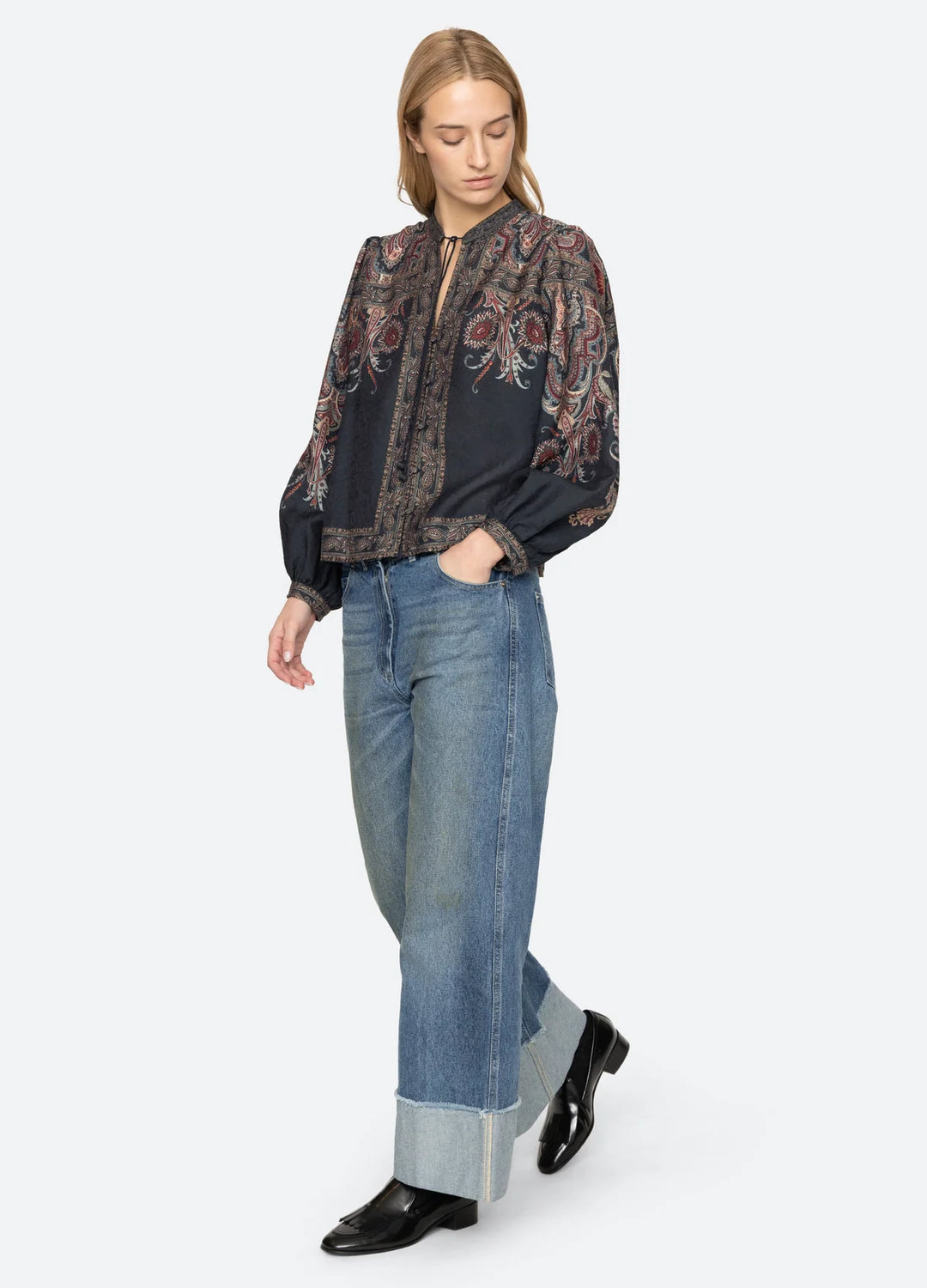 Hyacinth Top - Navy Print